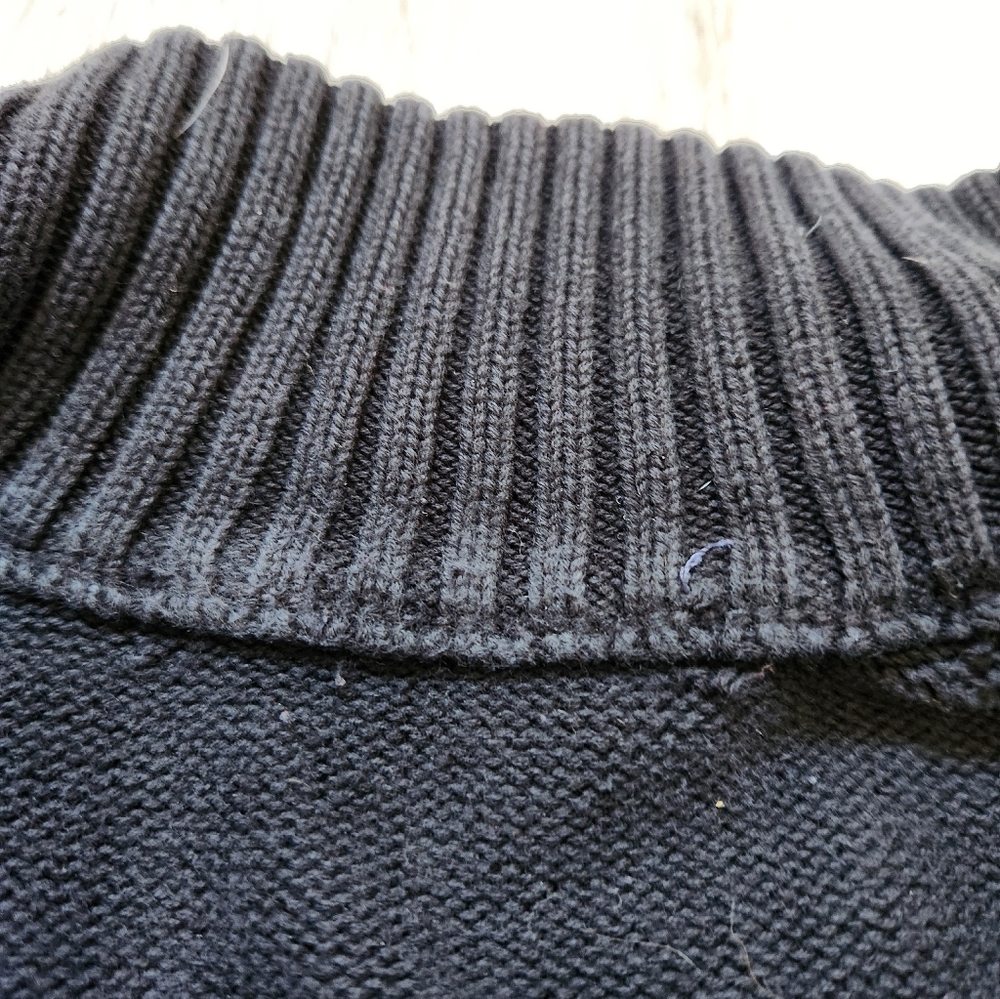 VTG Ralph Lauren Full Zip Sweater Black High Neck Knit Heavyweight Youth Sz L - Picture 6 of 10